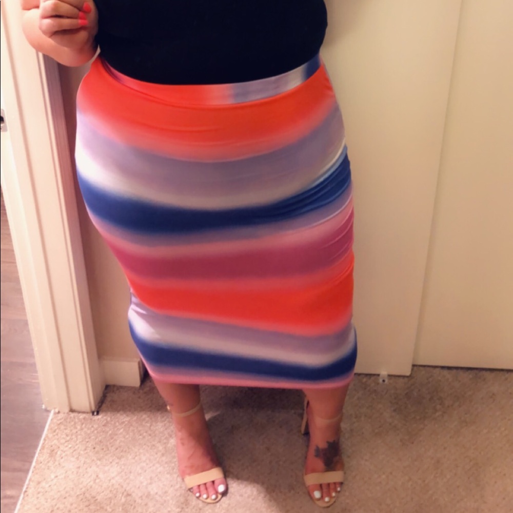 Striped midi skirt